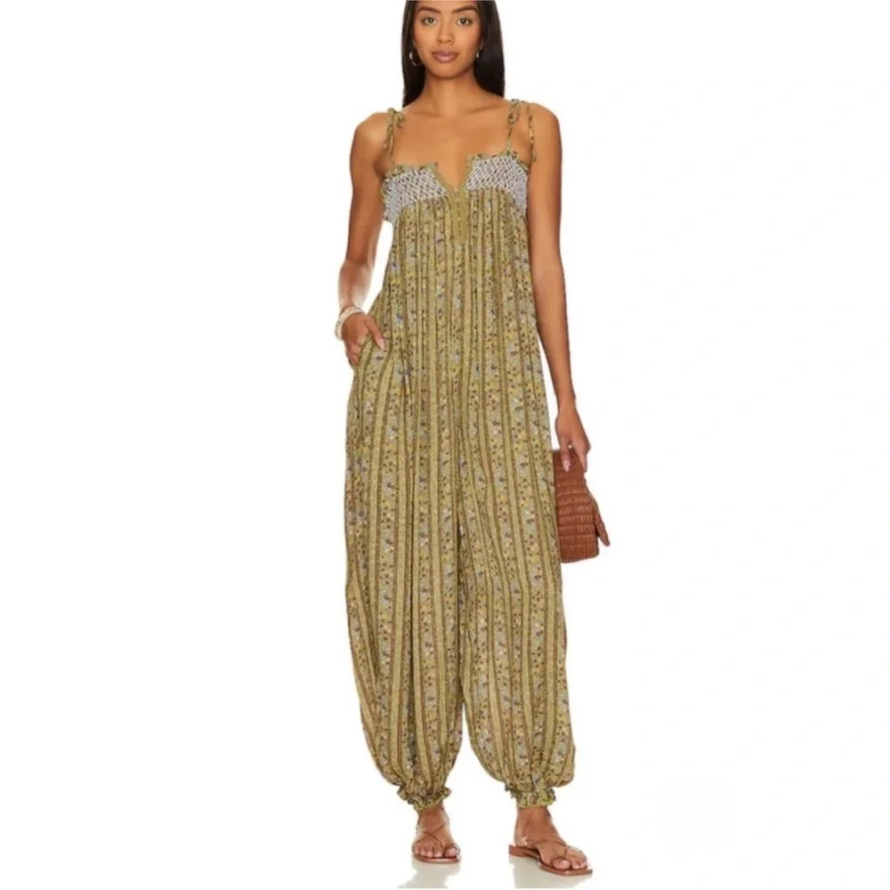 Intimately Free People Rule The World Floral Maxi Jumpsuit in Fern Combo Large - Picture 6 of 16